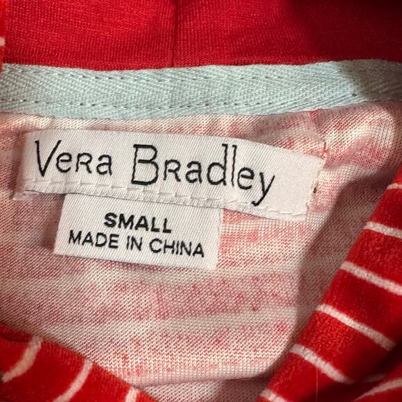 Vera Bradley Red/White Striped Velour Hoodie Sz S NWT - Picture 3 of 7